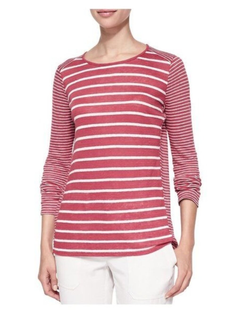 Vince Long-Sleeve Tee W/ Mixed Stripes - M